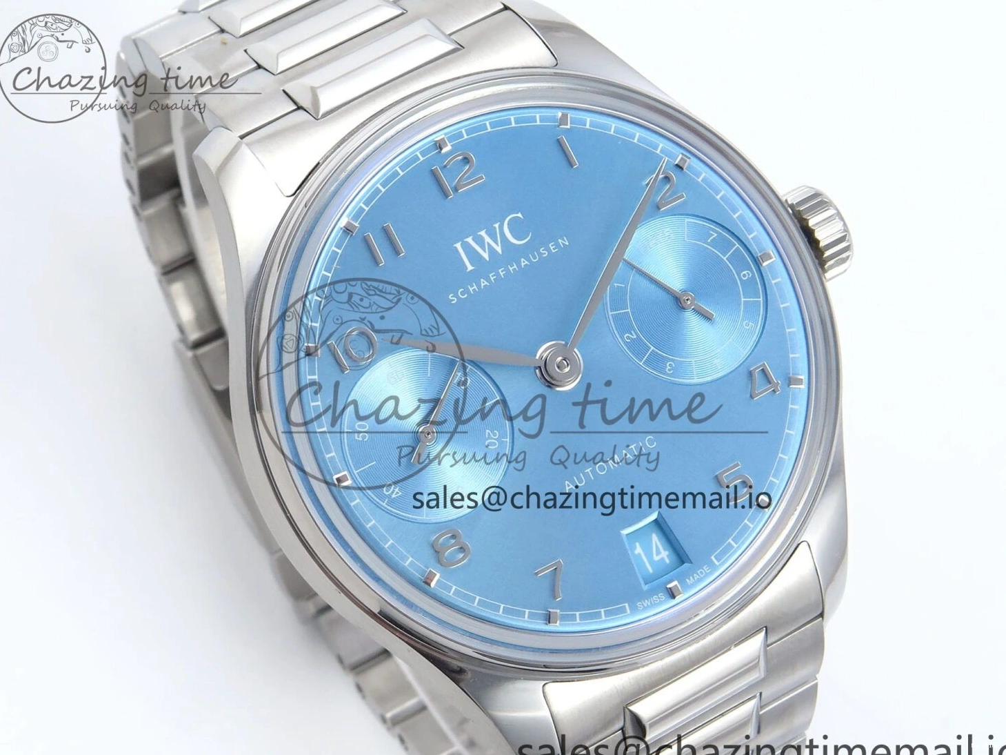 MIROTIME 0202 FashionForward Portugieser Auto IWC0562D APSF 1:1 Best Edition Light Blue Dial on SS Bracelet A 6994